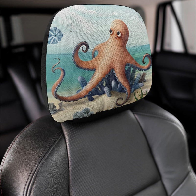Universal Car Headrest Cover 1 PCS Soft Elastic Beach Octopus Starfish Design - Image 5