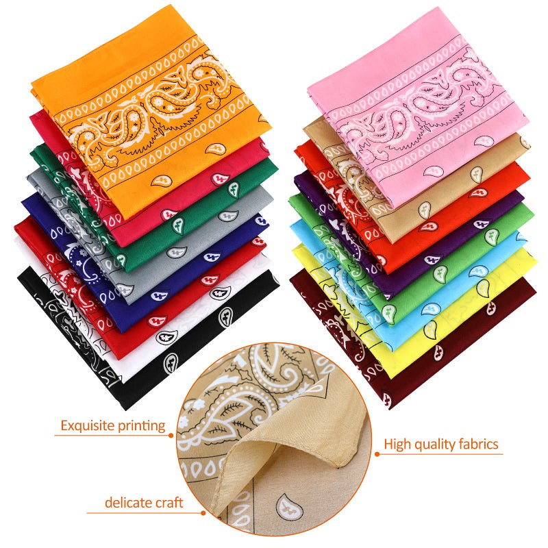 E-accexpert 16pcs Bandanas Multi-Purpose Party Outdoor Favor Scarf Headband Handkerchiefs for Unisex Women Men Boy Girls - Image 2