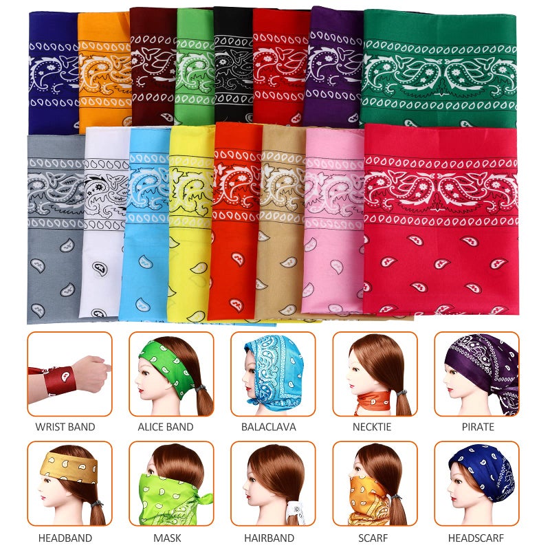 E-accexpert 16pcs Bandanas Multi-Purpose Party Outdoor Favor Scarf Headband Handkerchiefs for Unisex Women Men Boy Girls - Image 4