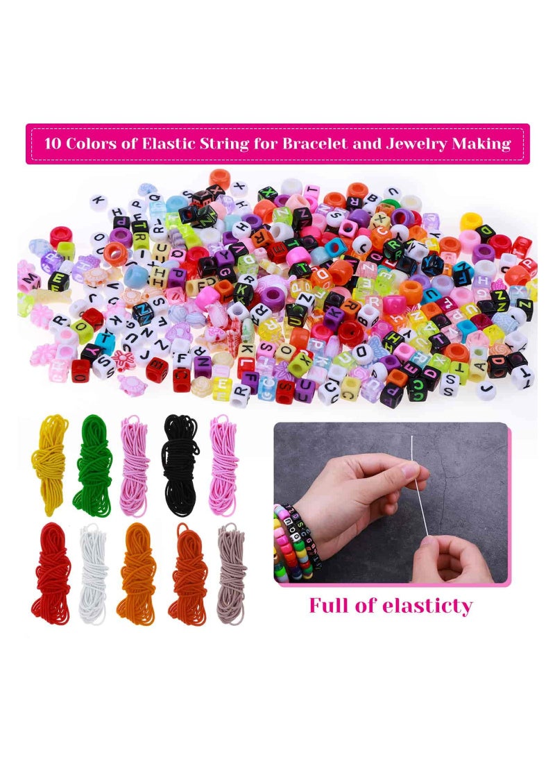 SYOSI حلم صانعي المجوهرات: يعد طقم خرز الأساور لدينا مصنوعًا من خرز قوس قزح، وخرز حروف متنوعة، وخرز تعويذات، وخيوط مرنة بألوان 10، مثالي لكل حرفي مجوهرات شغوف. - Image 5