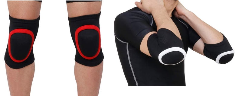 WMX Dancing/Skating/Cycling/Guard Protector Knee & Elbow Pads in Moulded Shape (Youth, RED & WHITE COMBO) - Image 1