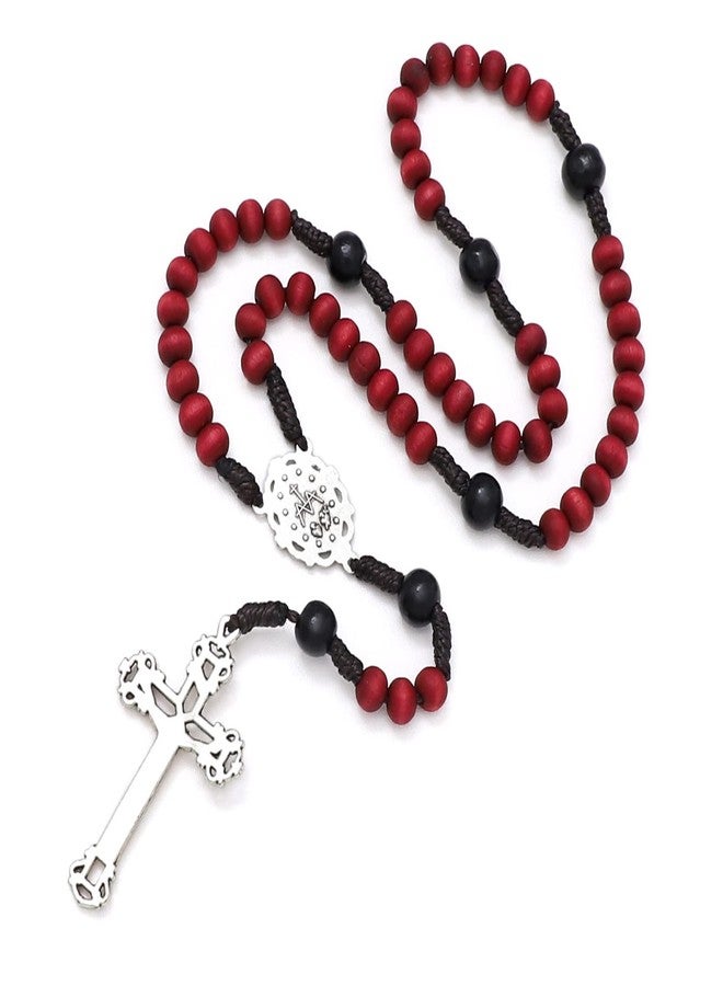 KOMI Catholic Rosary for Men - Handmade Red Wooden Rosaries Rosarios Catolicos Para Hombre - Wood Rosary - Image 1