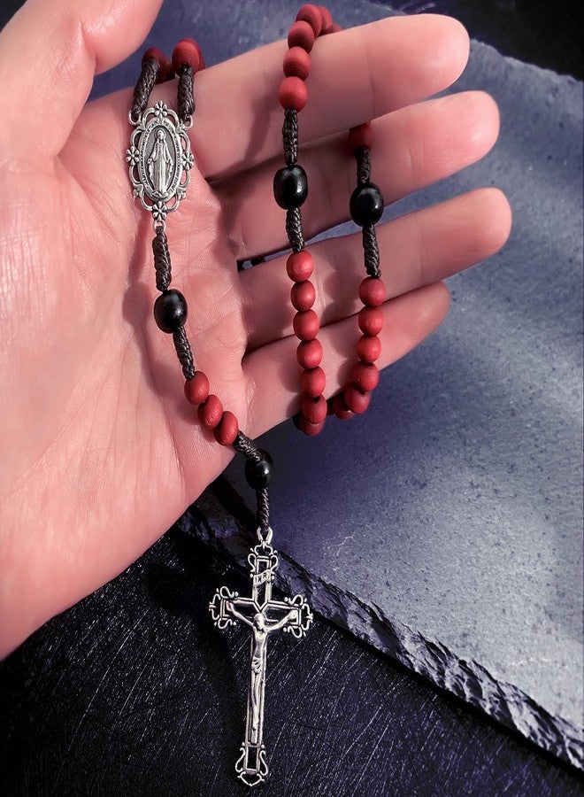 KOMI Catholic Rosary for Men - Handmade Red Wooden Rosaries Rosarios Catolicos Para Hombre - Wood Rosary - Image 5