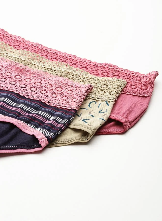 Leading Lady Leading Lady Pack of 3 - Printed Lace Waistband Bikini