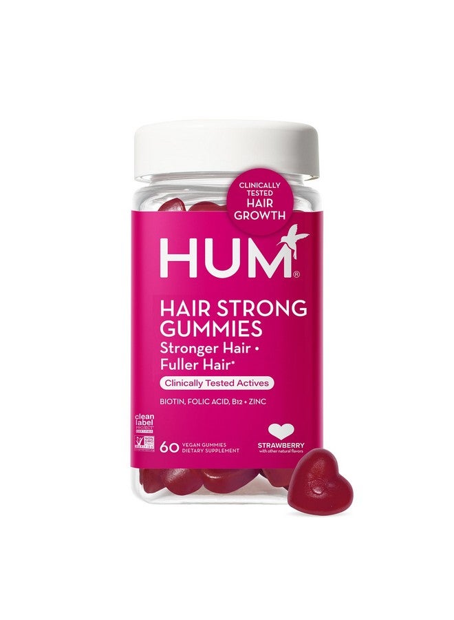 HUM Hair Strong - Daily Gummies with Biotin to Improve Hair Growth - Fo Ti, Folic Acid, Zinc, Vitamin B12 & PABA to Support Healthy Hair, Skin and Nails for Women and Men (60-Count) - Image 1