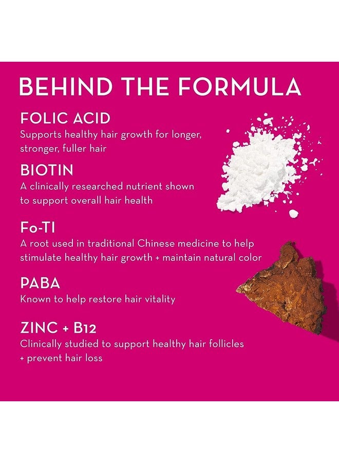 HUM Hair Strong - Daily Gummies with Biotin to Improve Hair Growth - Fo Ti, Folic Acid, Zinc, Vitamin B12 & PABA to Support Healthy Hair, Skin and Nails for Women and Men (60-Count) - Image 4