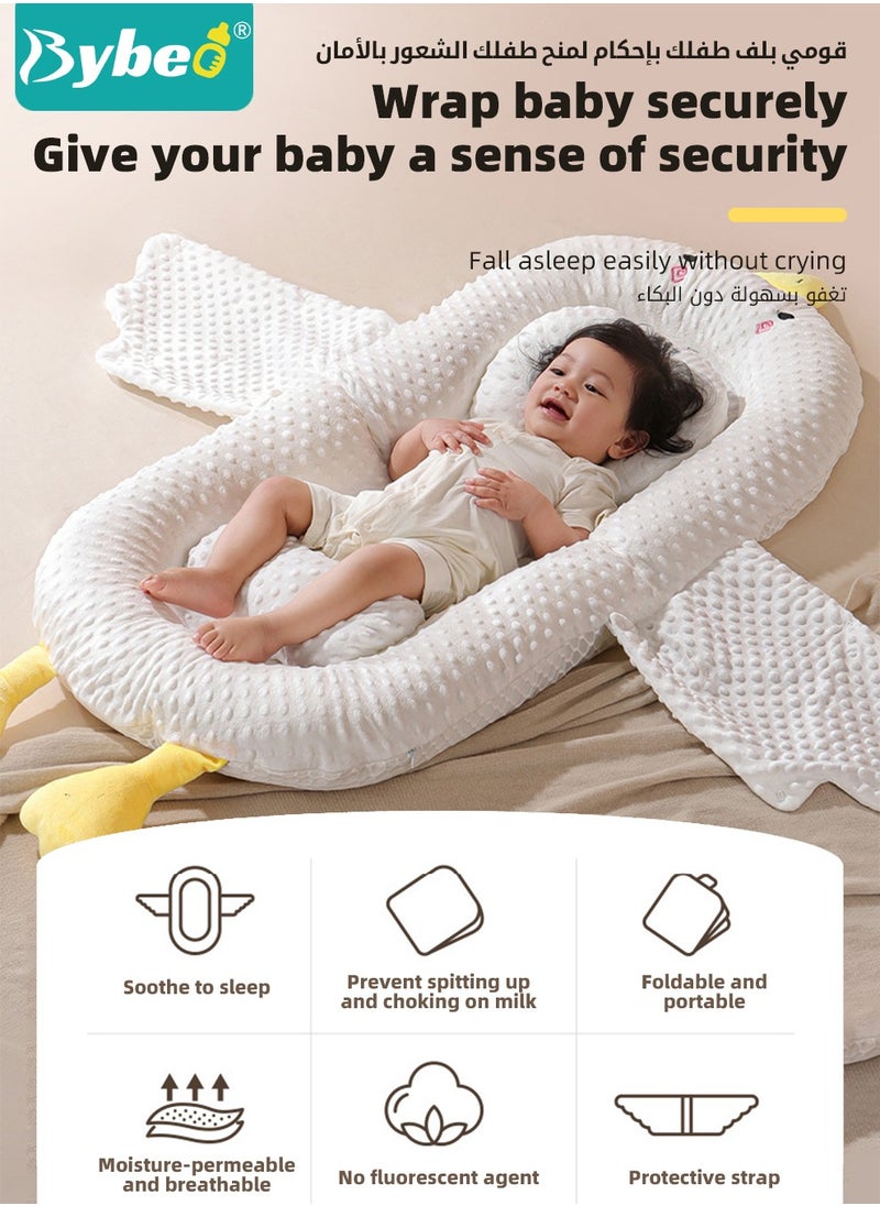 3 Pcs Multifunctional Baby Nest For Sleeping, Baby Sleeping Nest with Head Shaping Pillow and Foot Cushion