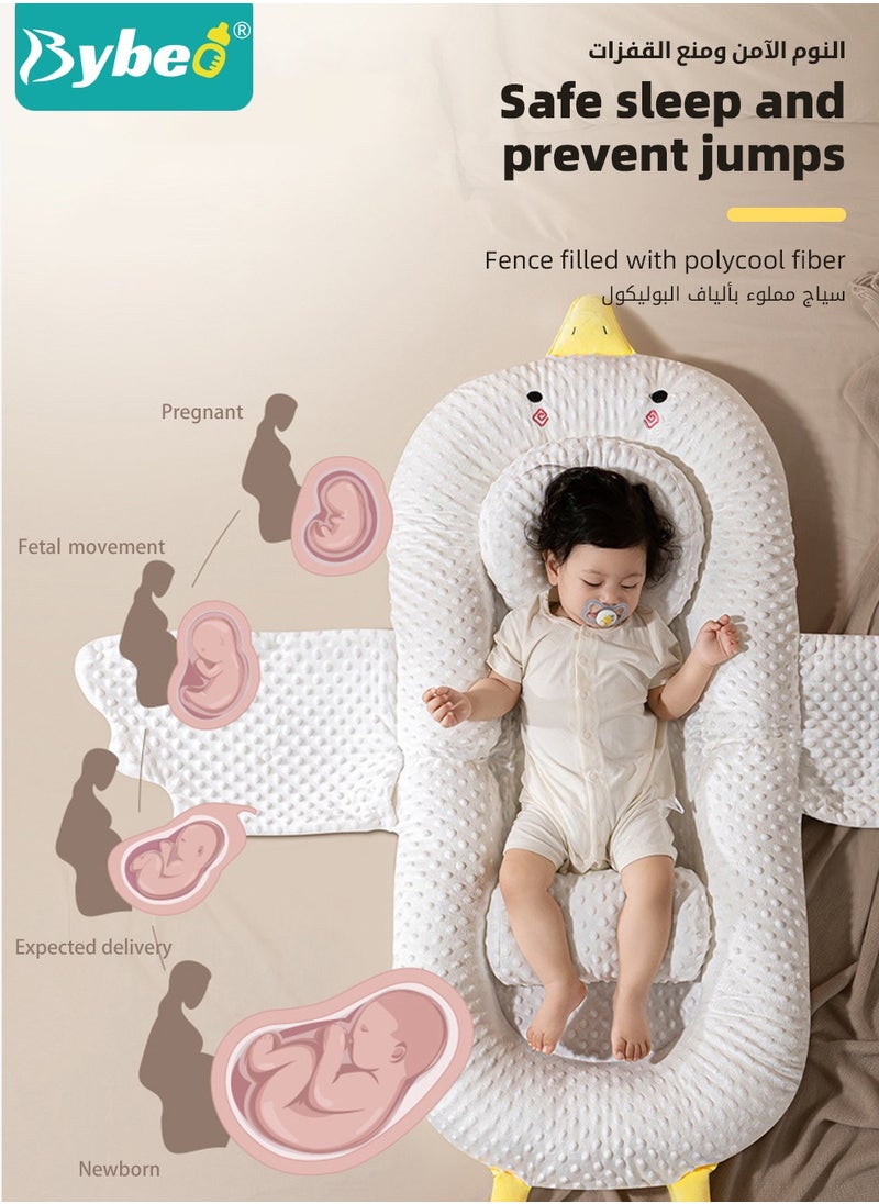 3 Pcs Multifunctional Baby Nest For Sleeping, Baby Sleeping Nest with Head Shaping Pillow and Foot Cushion