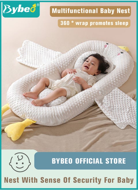 3 Pcs Multifunctional Baby Nest For Sleeping, Baby Sleeping Nest with Head Shaping Pillow and Foot Cushion