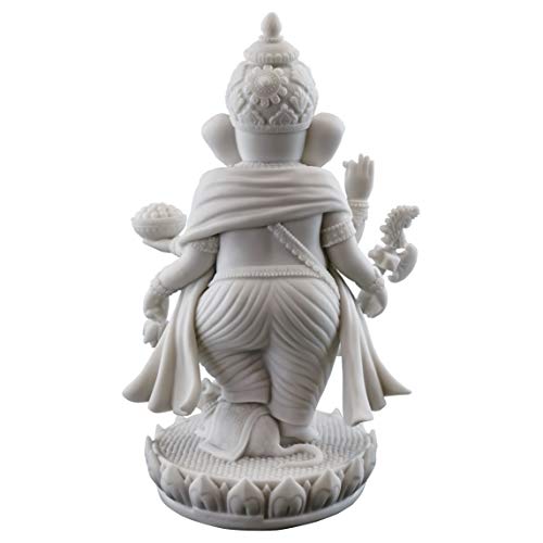Top Collection 7.5" H 4.75" Standing Ganesh Statue in White Marble Finish - Hindu Lord of Success Sculpture - Image 3