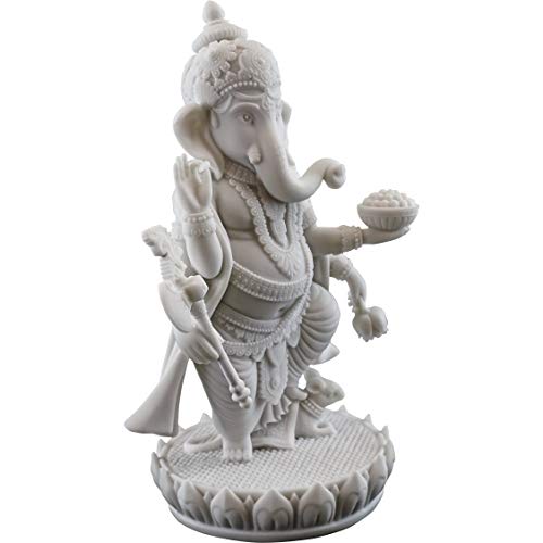 Top Collection 7.5" H 4.75" Standing Ganesh Statue in White Marble Finish - Hindu Lord of Success Sculpture - Image 4