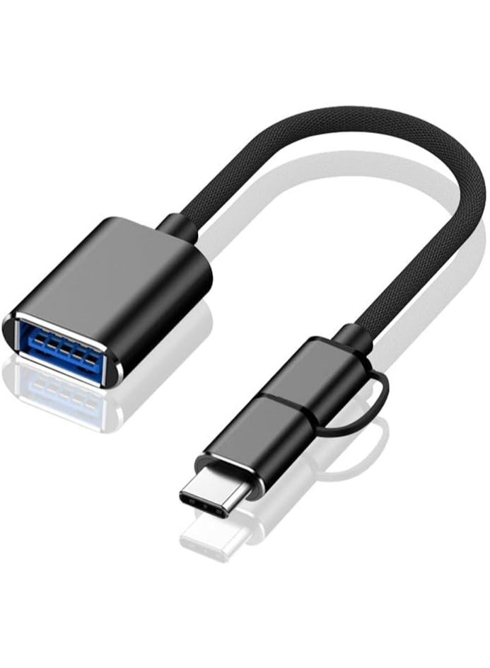 او تي جي كابل محول OTG مدمج 2 في 1 (منفذ USB-C ومايكرو USB إلى منفذ USB 3.0 أنثى) - أسود - Image 2