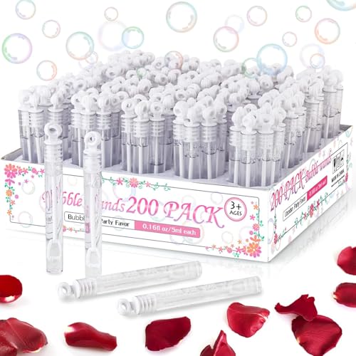 Uzoxlsn 200 Pack Mini Bubble Wands White Bubble Stick Toy Bulk for Wedding Supplies Anniversaries Valentines Day Gift Celebrations Wedding Send Off Party Favor for Couple Guests Kid Boy and Girl - Image 1
