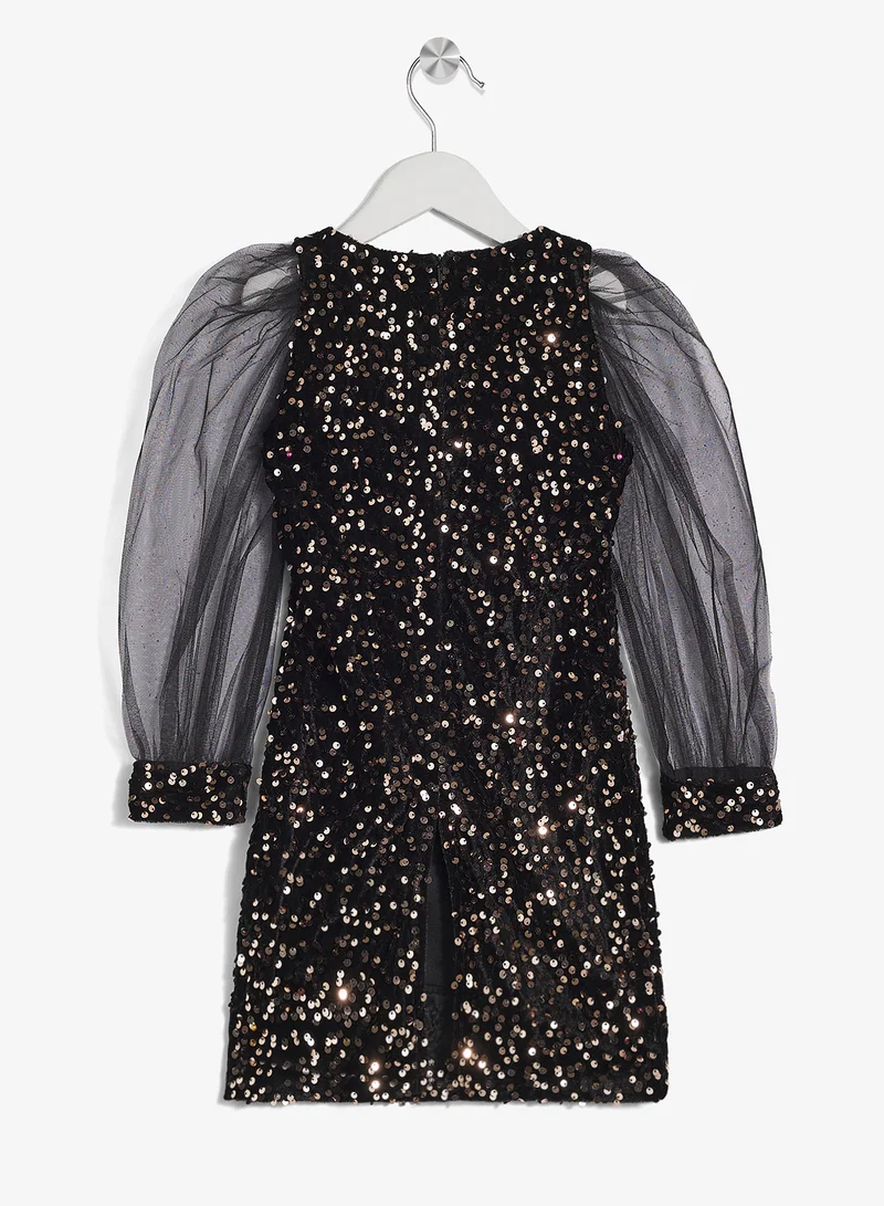 ليتل جولدن ابل فستان ترتر بأكمام منتفخة صغيرة