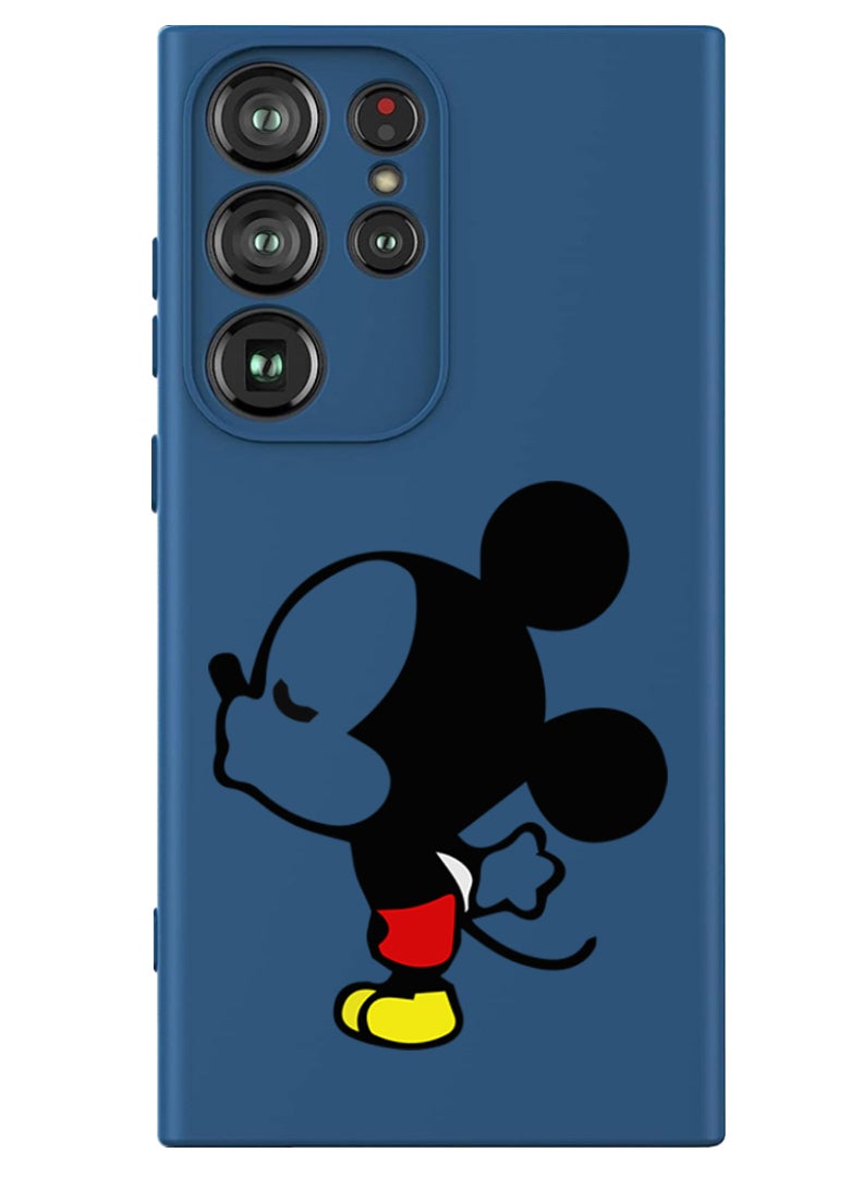 Theodor Protective Slim Fit Case Liquid Silicone Cover with Full Body Protection Anti-Scratch Shockproof Case For Samsung Galaxy S24 Ultra (Blue) - Mickey Kissing - Image 1