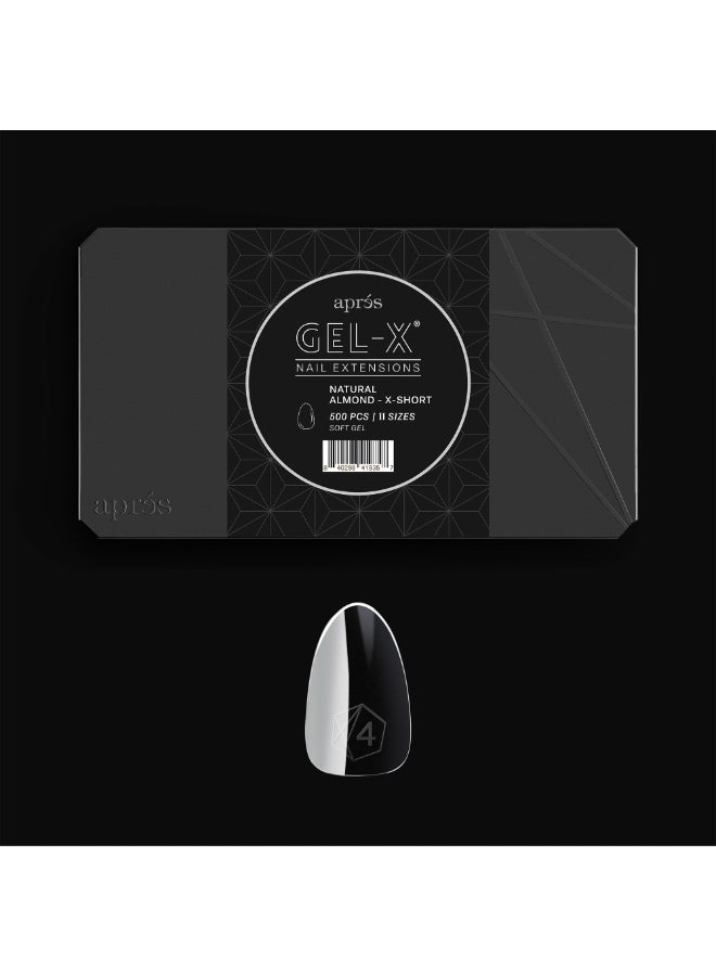 APRÉS Apres GelX Soft Gel Tip Box Natural Almond 500pc Nail Tips 11 Sizes 009 Premium Quality Natural Almond Extra Short - Image 2