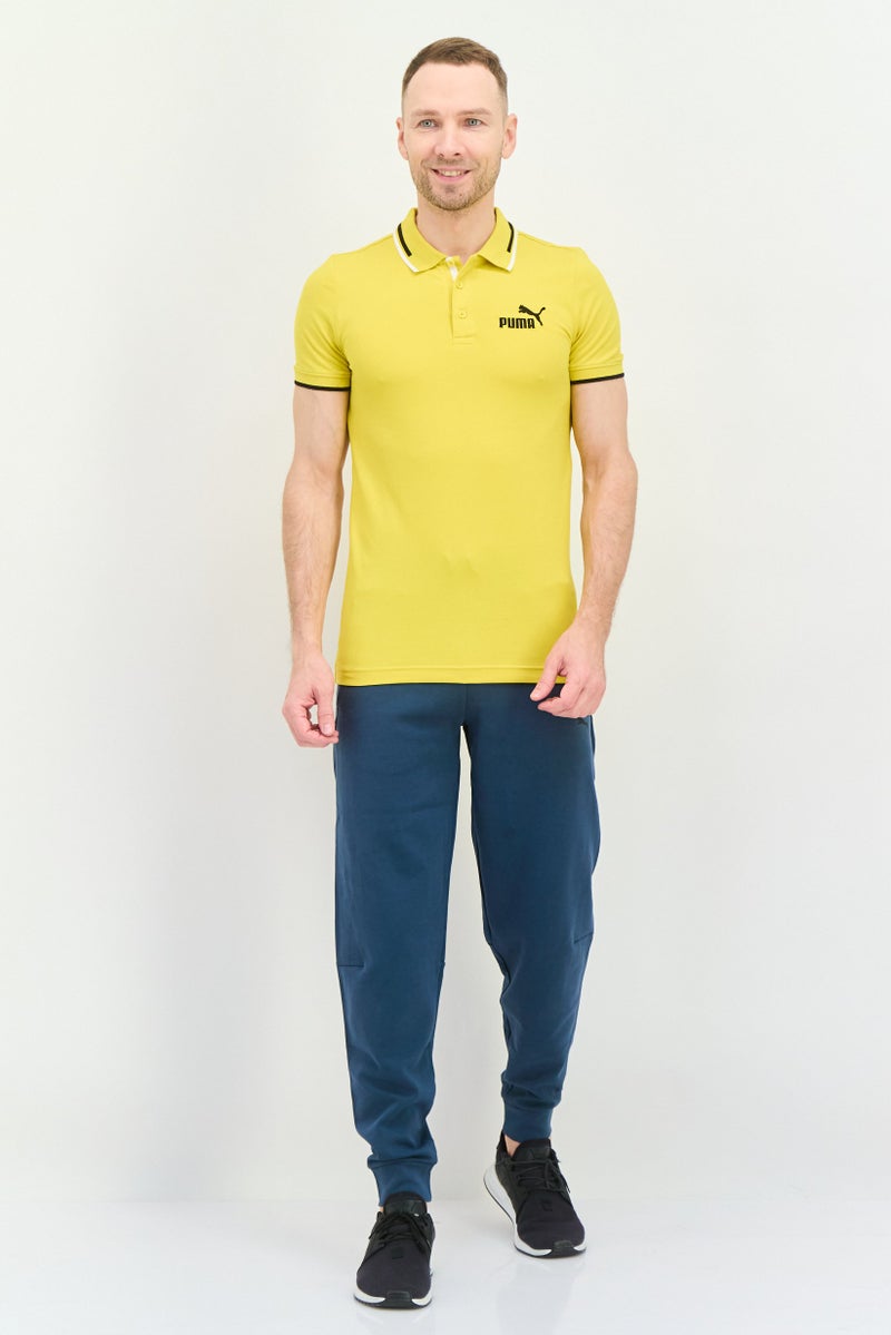 PUMA Men Slim Fit Short Sleeve Training Polo Shirt, Yellow - Image 3