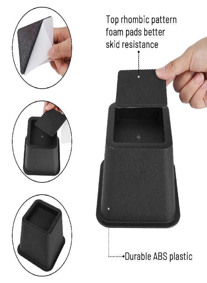 BTSD-home Bed Risers 3 inch Heavy Duty Furniture Risers for Dorm Sofa Couch Great for Under Bed Storage Set of 4 - Image 3