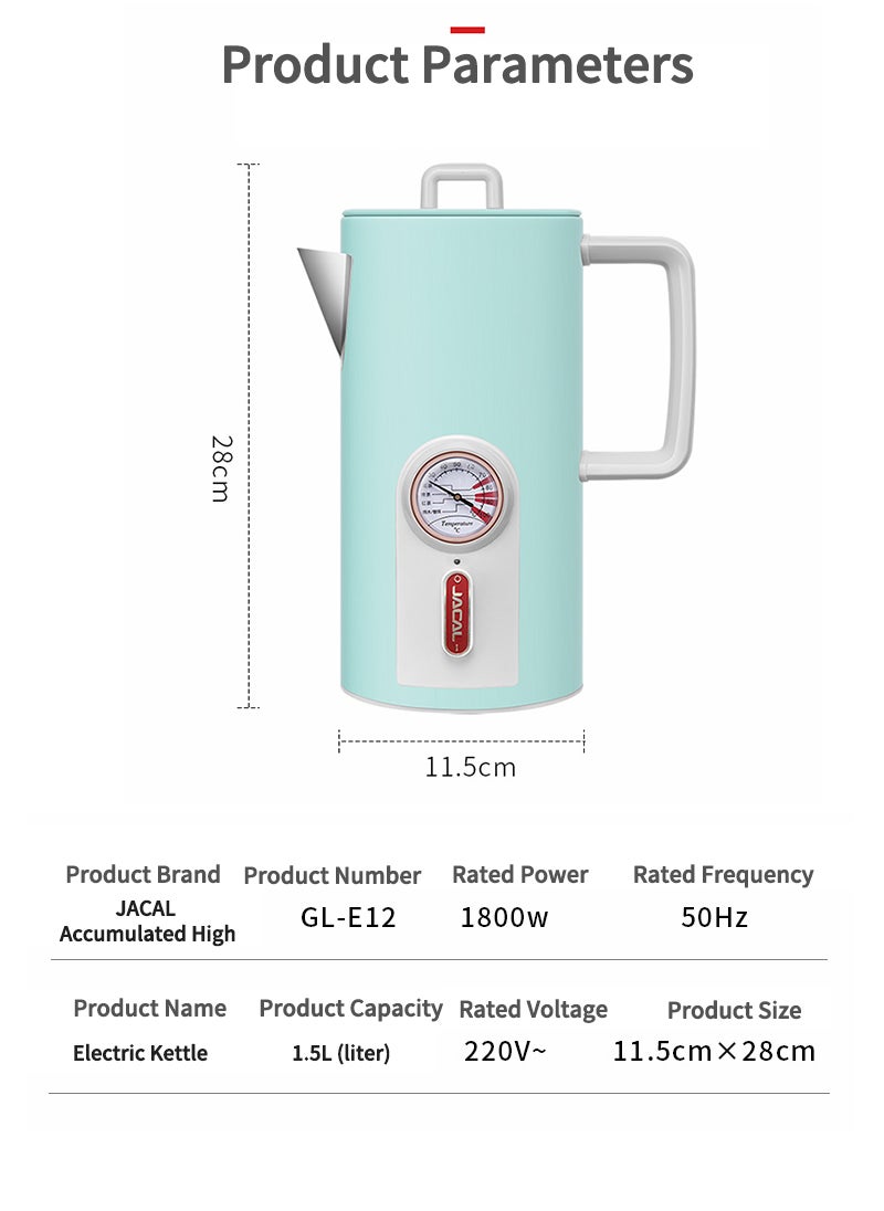 JACAL Stainless Steel Electric Kettle with Thermometer 1.5L 1800W GL-E12  - Image 5