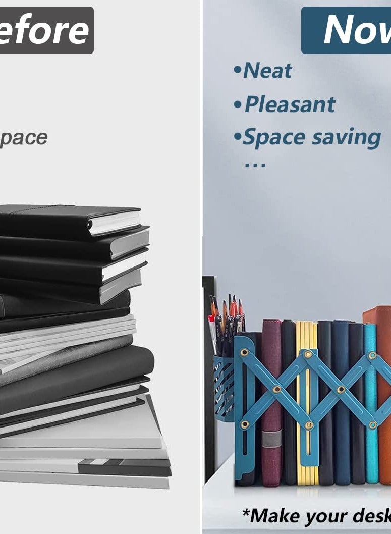 Excefore Adjustable Metal Bookends, Perfect for Books, Magazines, Albums, Office, Classroom, Library, Includes Pen Holder, Extends up to 19 inches - Image 4