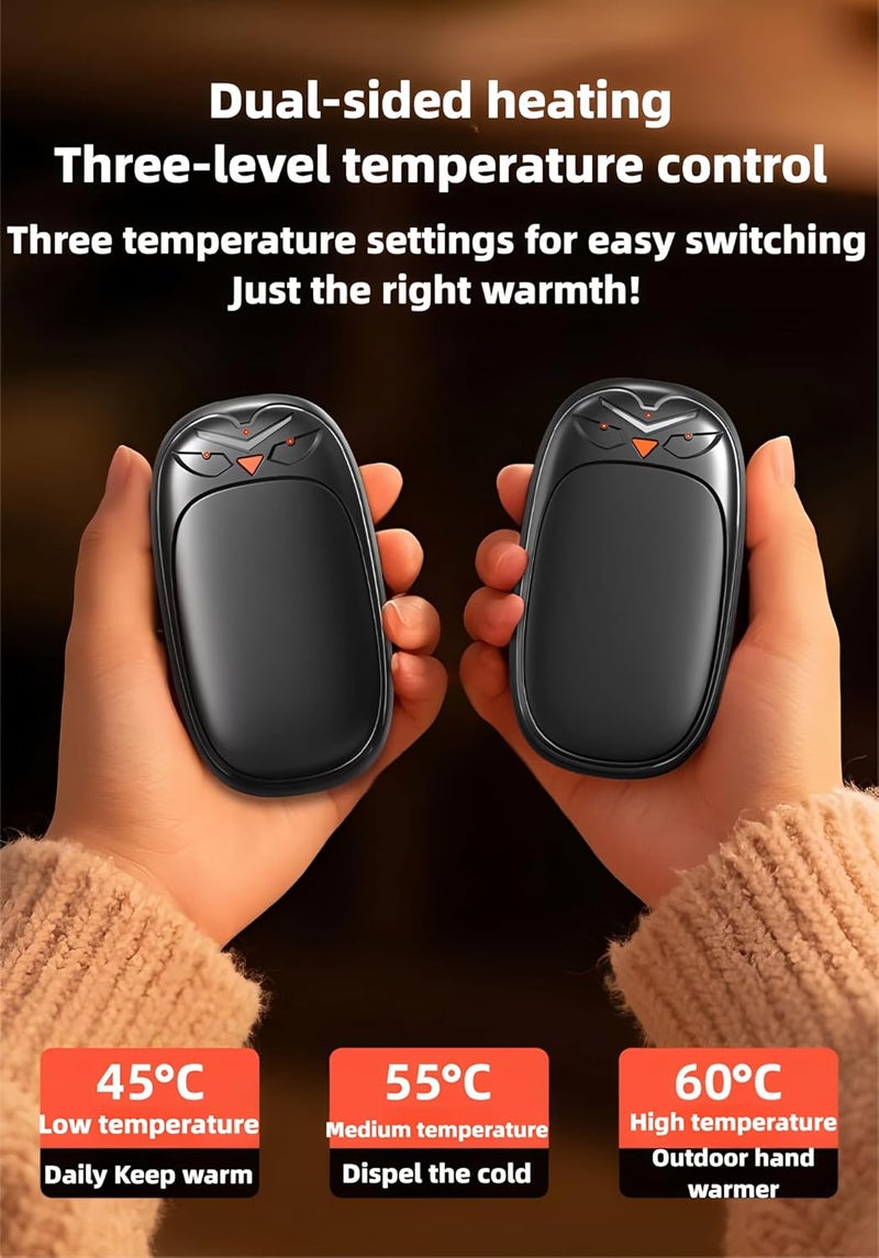 Split magnetic hand warmer, portable pocket heater, three-speed temperature regulation, two-in-one fast charging, suitable for users inside and outside, Christmas golf camping hand warmer gift, black - Image 4