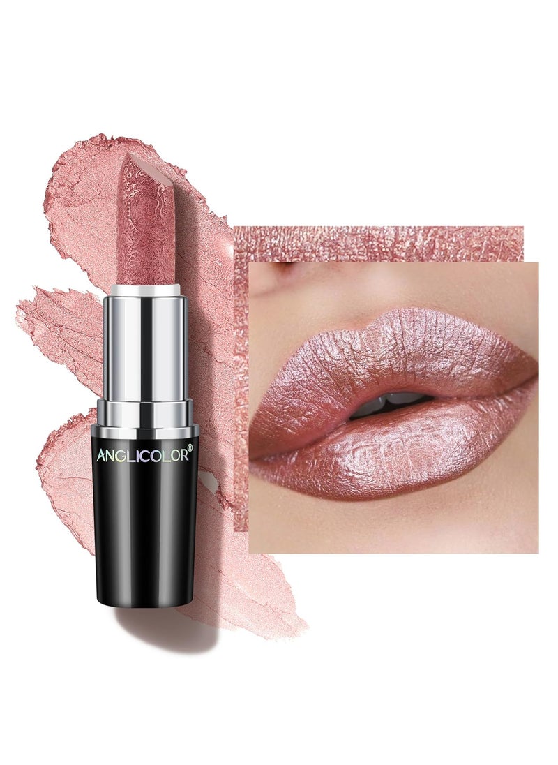 Anglicolor Glitter Pink Lipstick,High Impact Lipcolor,Lightweight Hydrating Formula,Metallic Lipstick For Women For Vegan & Cruelty-Free,Full-Coverage Lip Color (07 PURE ENVY, 4g) 