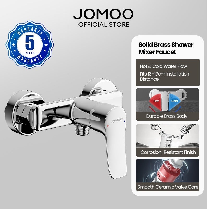 Jomoo Shower Faucet, Single Lever Mixer Tap, Cold and Hot Control Bathtub Faucet Set, Wall Mounted Bath Mixer Faucet, Anti-Explosion Lead-Free Solid Brass Body Resistant, Chrome Finish - Image 1