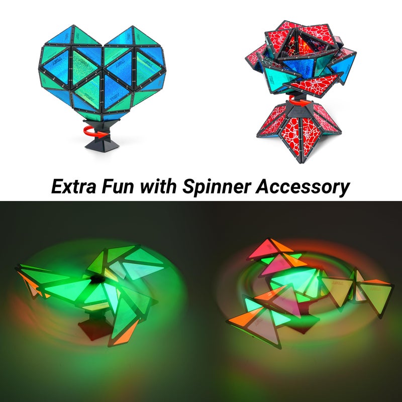 TOSY Magnet Pyramid Stone - 1 Cube Transforms into 1 Billion Shapes (Bunny, Egg Basket, Flowers, Heart), Easter Birthday Gift, 12 pcs, 243 Magnets, Holographic Design, Puzzle/STEM Toy - Image 4