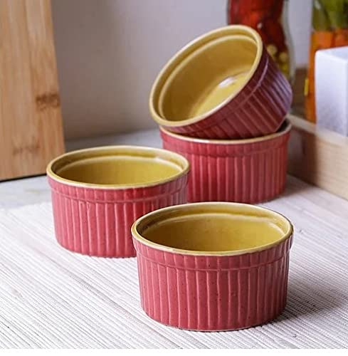 Caffeine Ceramic Handmade Pink & Mustard Ramekin Bowl (set of 4) - Image 1