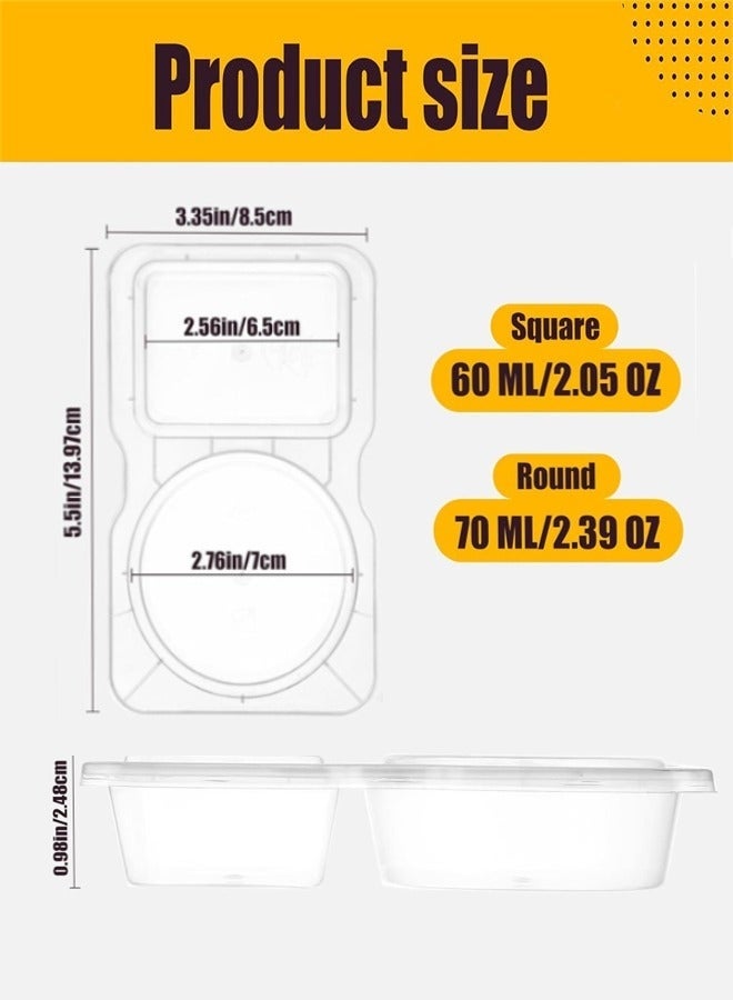 SHAOZHEN 30pcs Double Compartment Condiment Container with Lids, Disposable 2 Compartment Sauce Containers Portable Snack Pack Containers Clear Plastic Snack Containers for Travel - Image 2