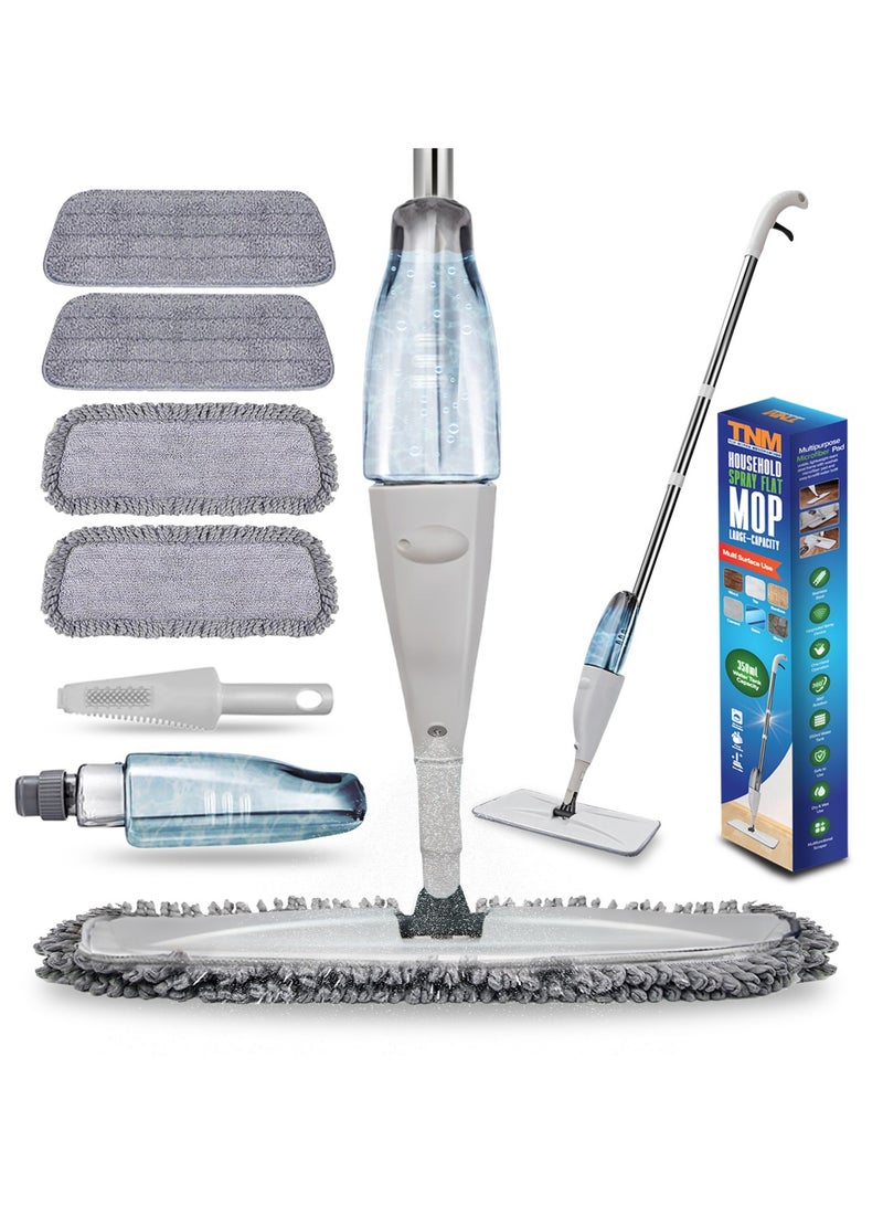 TNM Spray Mop for Floor Cleaning – Microfiber Flat Floor Mop with 360° Rotating Mop Head, Refillable Water Tank & 2 Washable Pads – Tile, Hardwood & Laminate Cleaning mop for home – microfiber spray mop  - Image 1