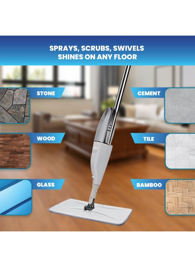 TNM Spray Mop for Floor Cleaning – Microfiber Flat Floor Mop with 360° Rotating Mop Head, Refillable Water Tank & 2 Washable Pads – Tile, Hardwood & Laminate Cleaning mop for home – microfiber spray mop  - Image 3