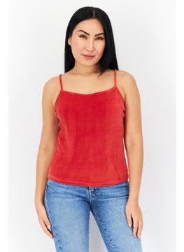 NA-KD Women Square Neck Sleeveless Plain Tank Top, Red  - Image 1