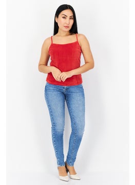 NA-KD Women Square Neck Sleeveless Plain Tank Top, Red  - Image 3