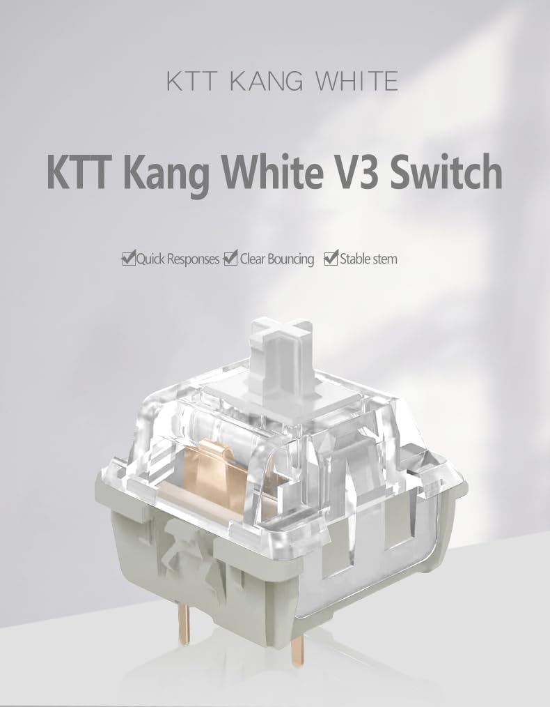 KPREPUBLIC KTT Kang White Switch V3 Linear 43g 53g MX Switch for Mechanical Keyboard 80m Factory Lubed Kangbai Switch Nylon POM 3pin (KTT Kang White x110) - Image 2
