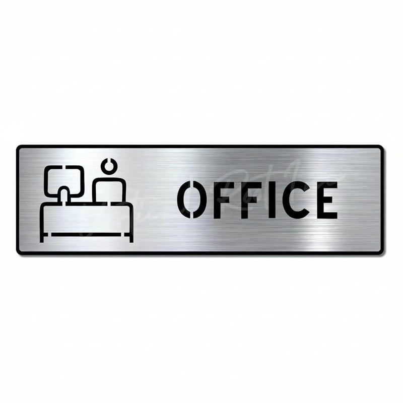 BerryBox Premium Brush Steel Finish Acrylic Office Door Sign Easy to Mount 3M Self-Adhesive Tape Signage for Hotel Office Resort Society Corporate Business Hospital - Image 1