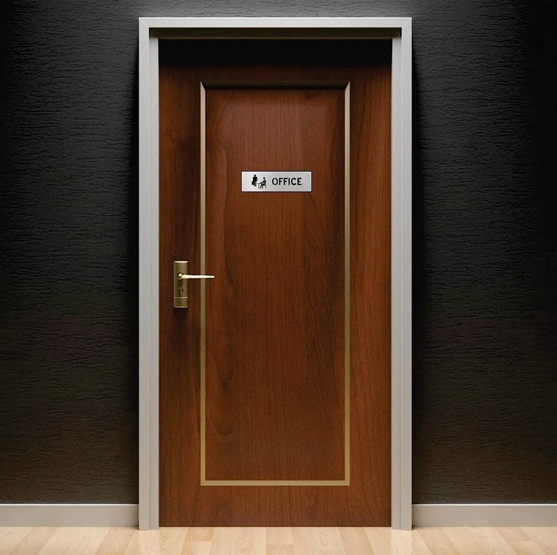 BerryBox Premium Brush Steel Finish Acrylic Office Door Sign Easy to Mount 3M Self-Adhesive Tape Signage for Hotel Office Resort Society Corporate Business Hospital - Image 4