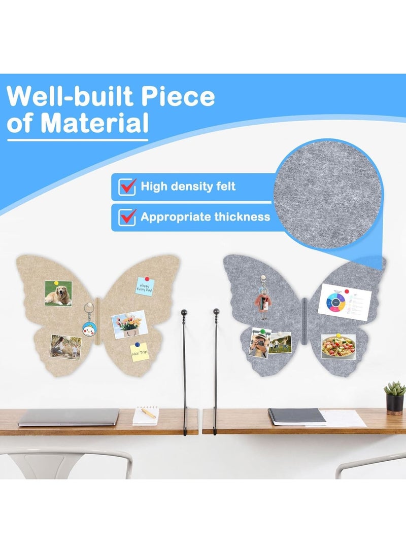Butterfly Cork Boards with Felt Surface,Self-Adhesive Bulletin Boards for Wall Organization and Decoration,Ideal for Home,School,Office Use,Murals for Creative Display(2PCS,Camel u0026 Gray,16 x 12) - Image 2