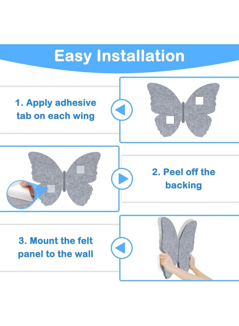Butterfly Cork Boards with Felt Surface,Self-Adhesive Bulletin Boards for Wall Organization and Decoration,Ideal for Home,School,Office Use,Murals for Creative Display(2PCS,Camel u0026 Gray,16 x 12) - Image 4