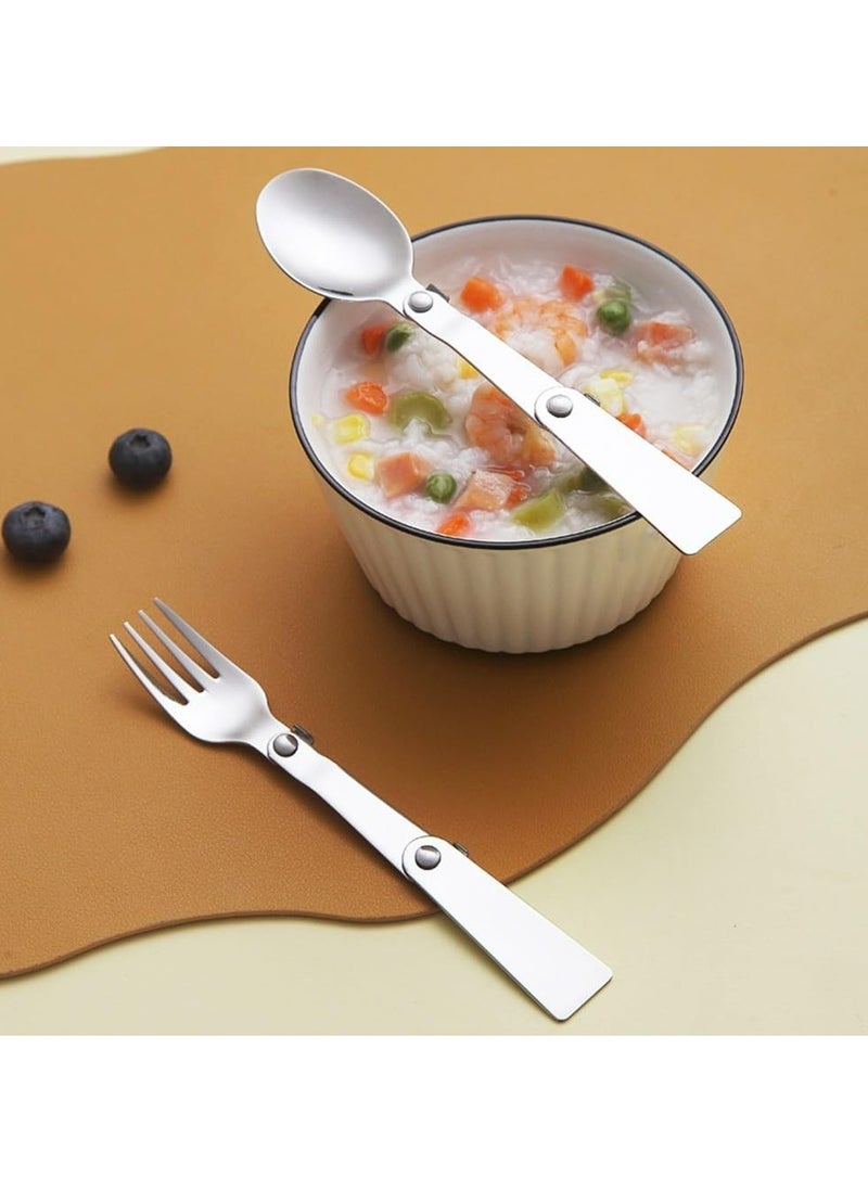 3PCS Folding Stainless Steel Cutlery Set with Storage Boxes for Camping and Travel