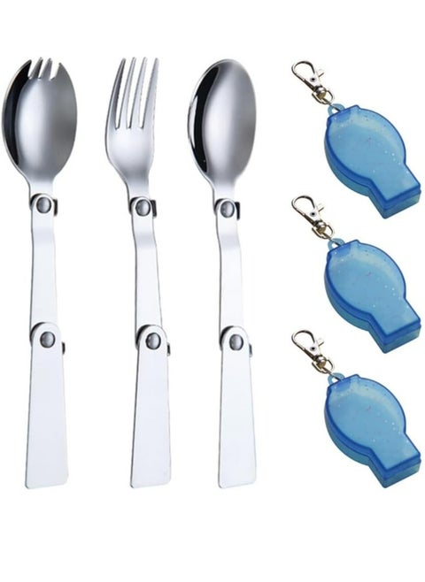 3PCS Folding Stainless Steel Cutlery Set with Storage Boxes for Camping and Travel