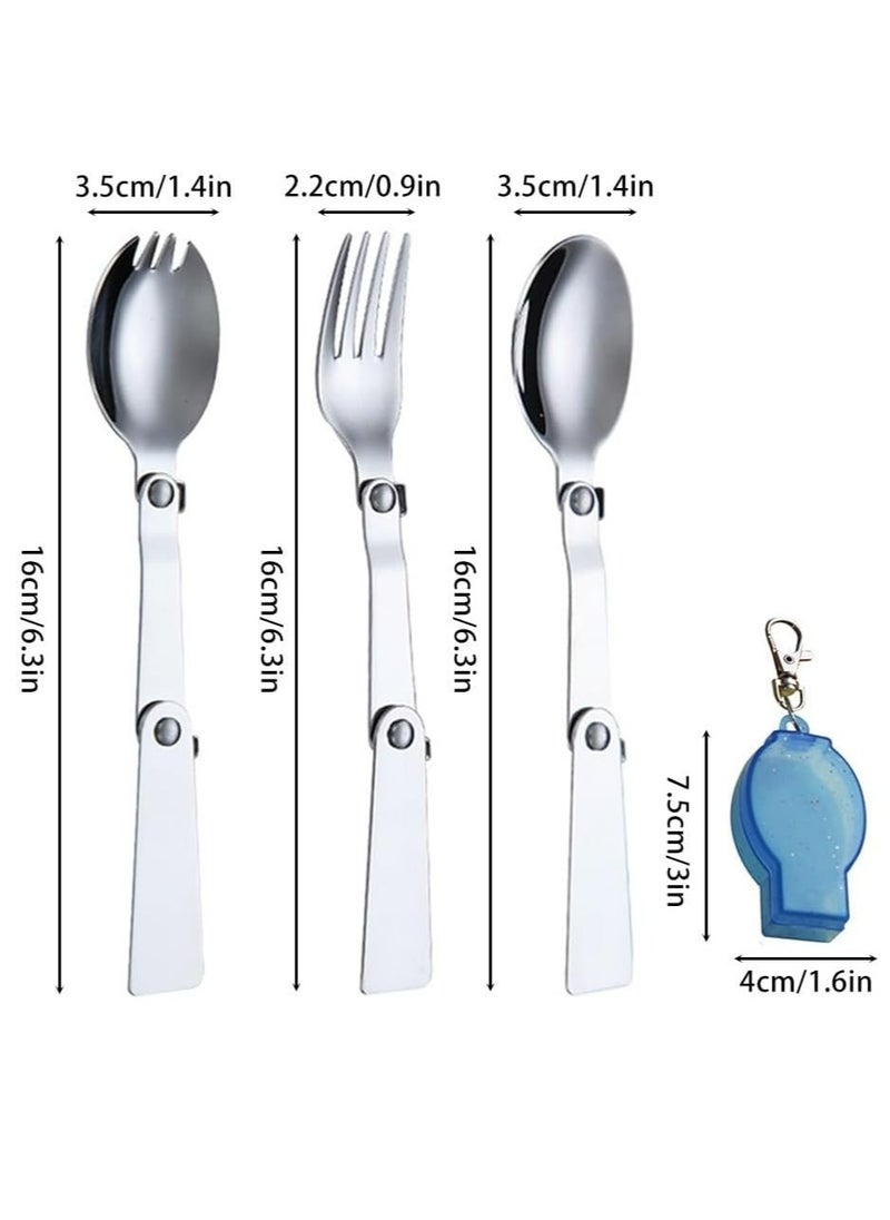 3PCS Folding Stainless Steel Cutlery Set with Storage Boxes for Camping and Travel