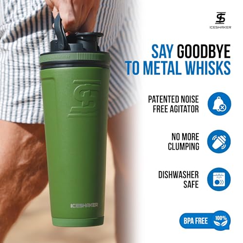 Ice Shaker Insulated Stainless Steel Shaker Bottle | 26oz, Green | Cold for 30+ Hours | Insulated Cup with Twist-on Agitator | Odor-Free Bottle for Protein Shakes, Water, Smoothies, Cocktails - Image 4