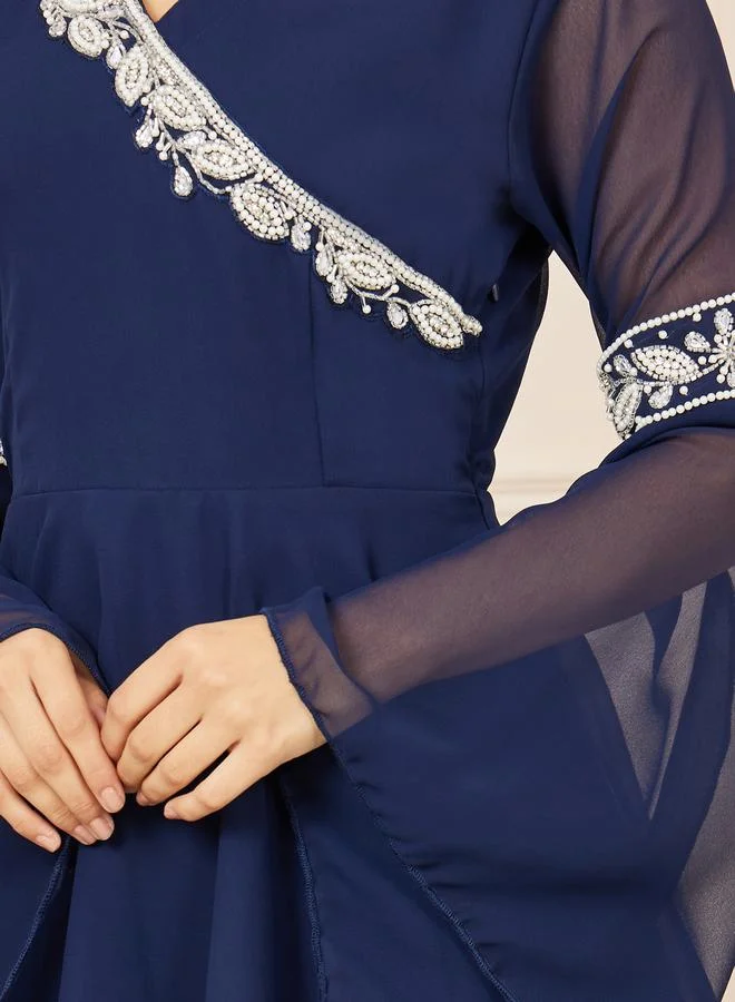 ستايلي Beaded Embellished Flute Layered Tiered Dress