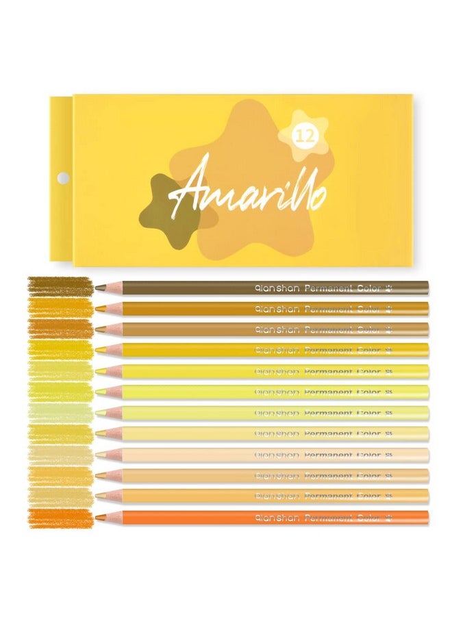 Qianshan qianshan 12 Yellow Colored Pencils Oil Based Pre-sharpened Wooden Colored Pencil Set for Adults Coloring Books Drawing Sketching Art Supplies, No Duplicates  - Image 1