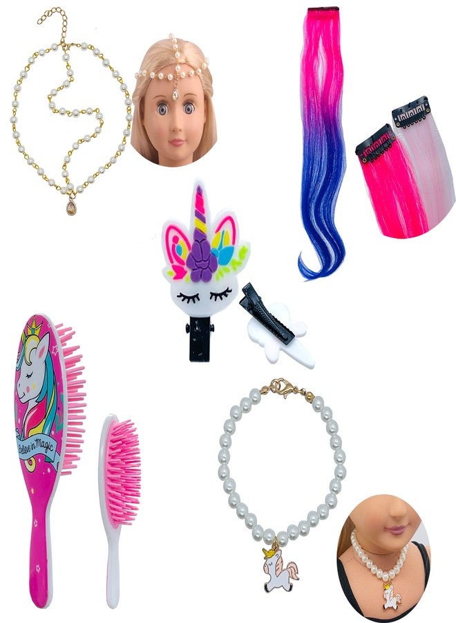 SAIBURAZ 18 inch Doll Hair Accessories for American OG Dolls Hair Brush Rainbown Unicorn Kit Accessories Girl Dolls-Shaped Head Children's Gift（No Doll） - Image 2