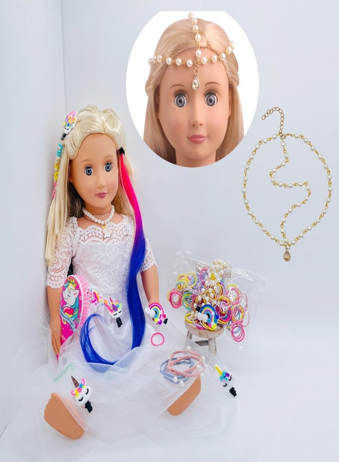 SAIBURAZ 18 inch Doll Hair Accessories for American OG Dolls Hair Brush Rainbown Unicorn Kit Accessories Girl Dolls-Shaped Head Children's Gift（No Doll） - Image 5