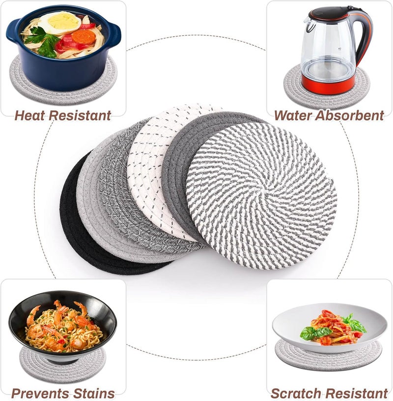 Billbotk 8'' Trivets Hot Dishes, Hot pots and Pans, 6 Heat Resistant Hot Pads, Pot Holders Kitchen, Hot Plate Mats Kitchen Countertops, Table, Home Essentials New Home and Farmhouse Decor - Image 4