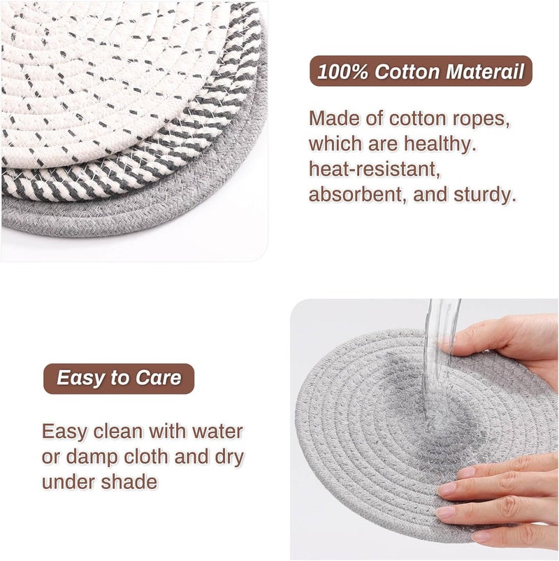Billbotk 8'' Trivets Hot Dishes, Hot pots and Pans, 6 Heat Resistant Hot Pads, Pot Holders Kitchen, Hot Plate Mats Kitchen Countertops, Table, Home Essentials New Home and Farmhouse Decor - Image 3