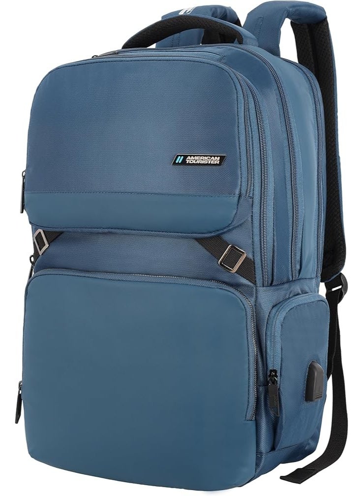 حقيبة ظهر للابتوب American Tourister Segno 2.0 (قابلة للفصل) - سعة 31 لتراً، مادة البوليستر، لون كحلي | تتسع للابتوب بمقاس 15.6 بوصة | نظام تعليق Tractum | منفذ USB | تصميم مريح للظهر والكتفين | حامل زجاجة - ضمان عالمي لمدة عام واحد - Image 1